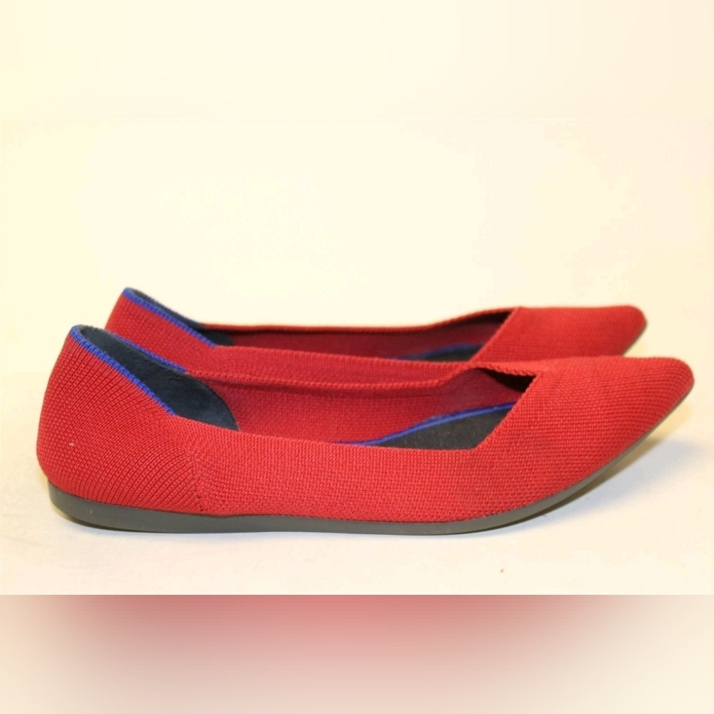 Rothy's Bright Red Textile Ballet Flat Women Size 7.5 38 The Point Comfort Shoes - Picture 5 of 14